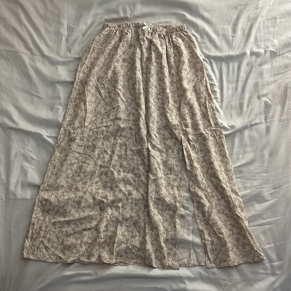 Floral Beige Maxi Skirt